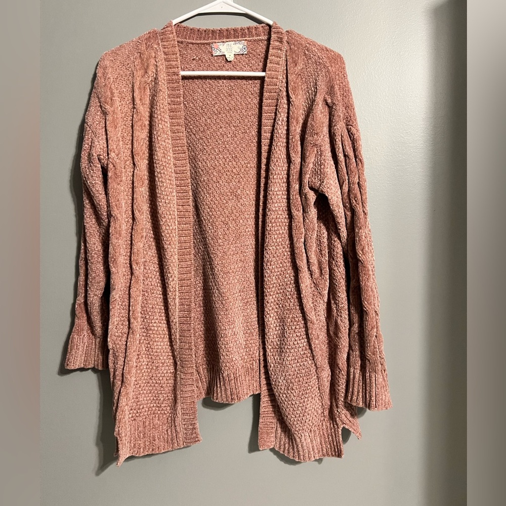 Pink Rose Cozy Pink Cardigan Sweater